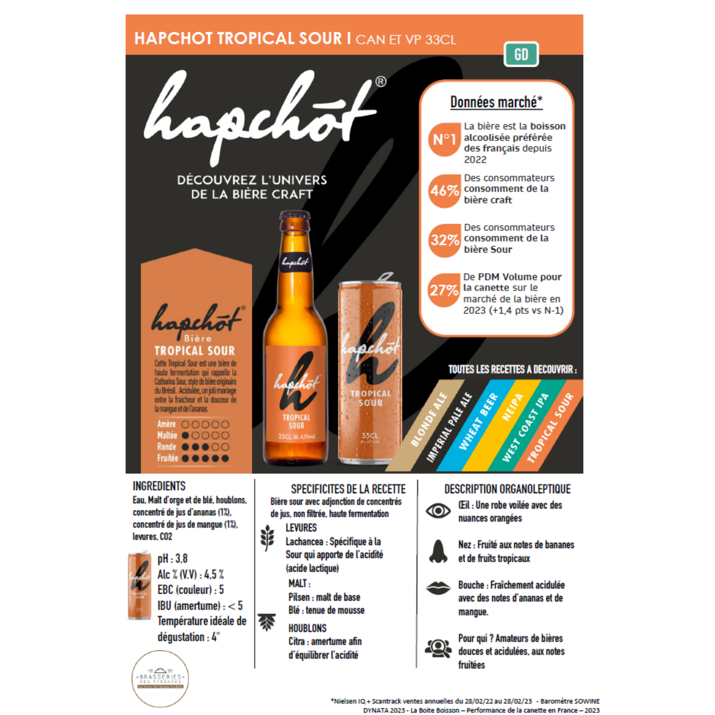 HAPCHOT Tropical Sour - Carton de 12 canettes 33 cl