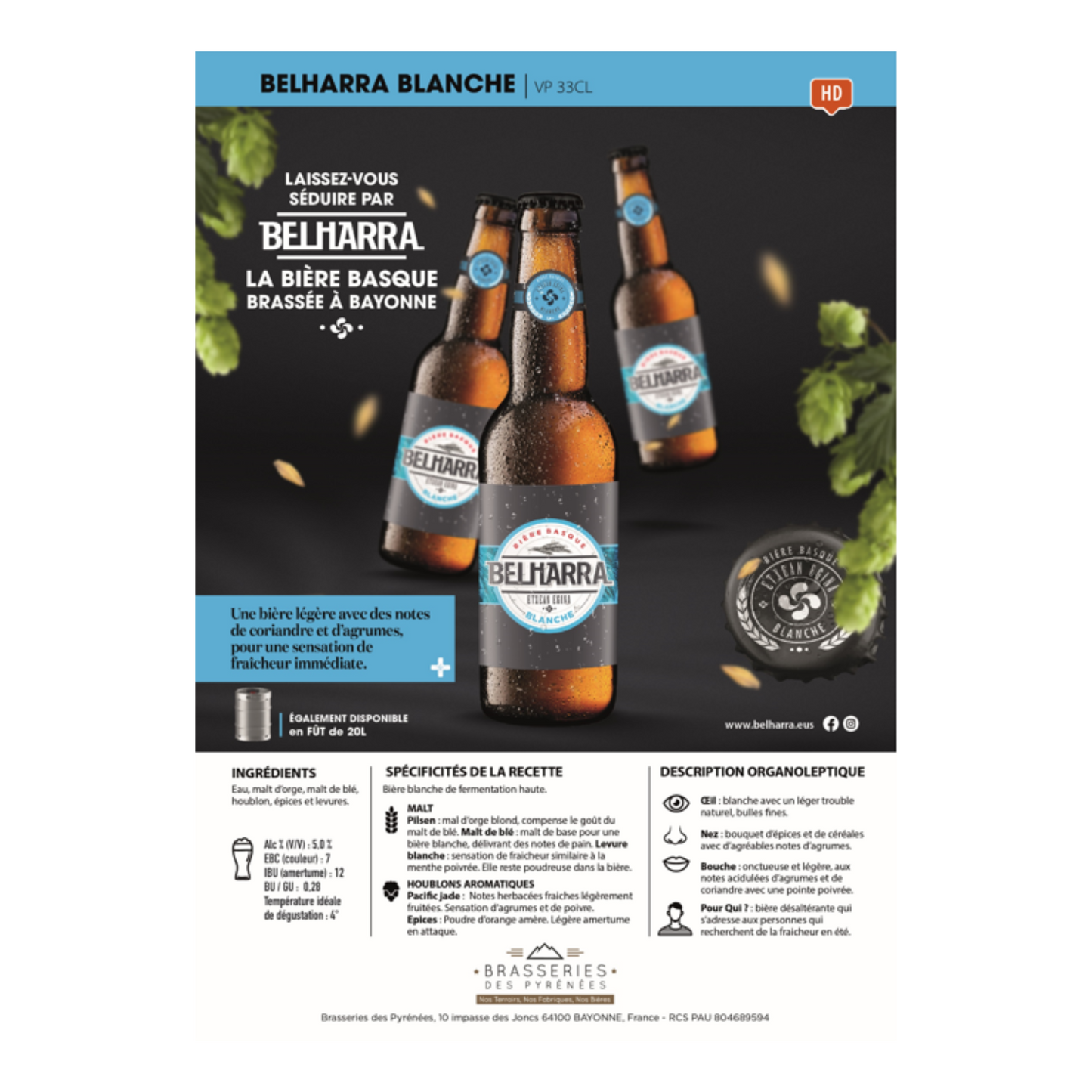 BELHARRA Blanche - Carton de 24 bouteilles 33cl