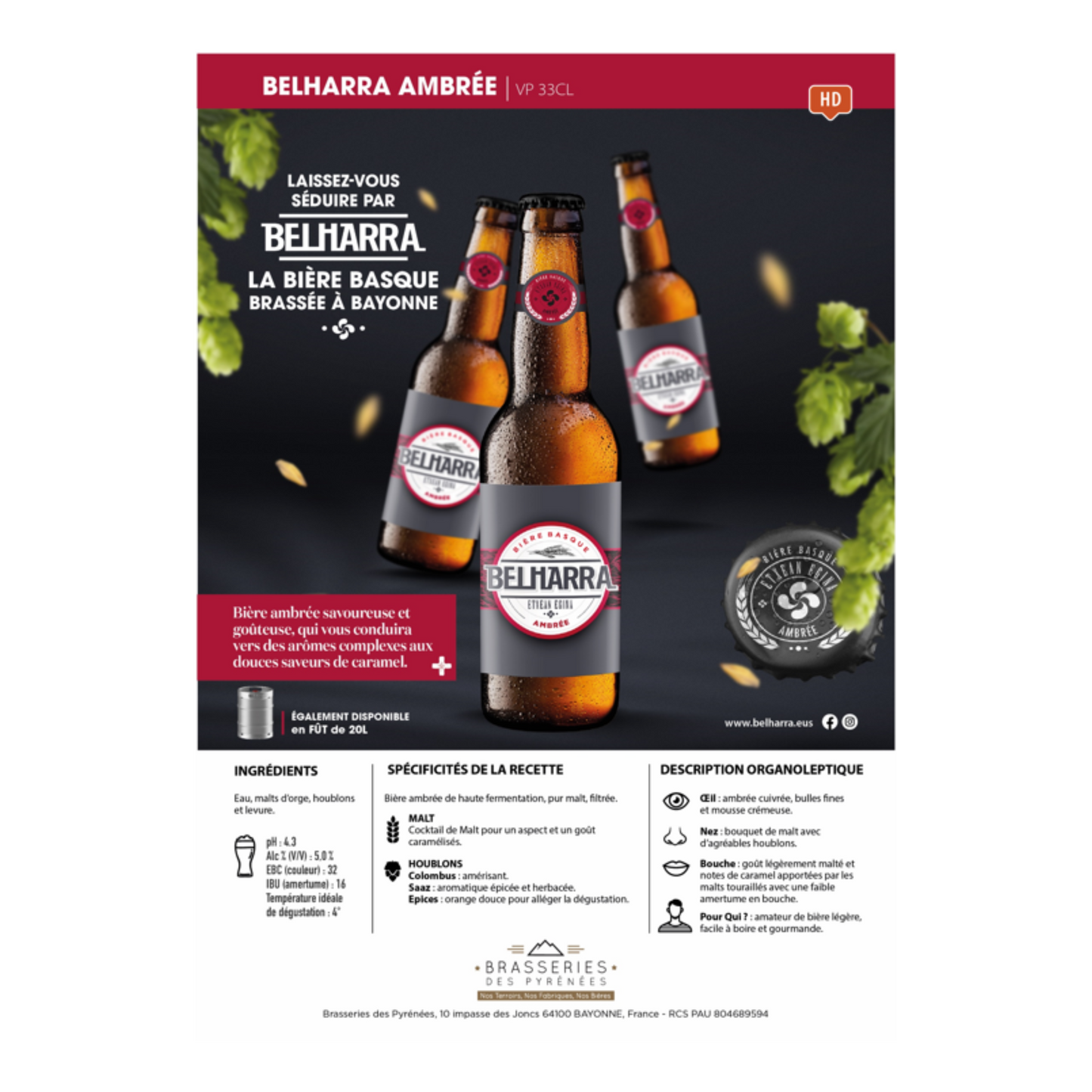 BELHARRA Ambrée - Carton de 24 bouteilles 33 cl