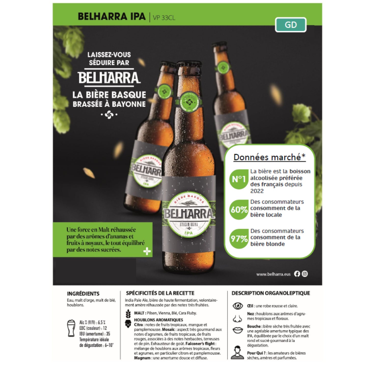 BELHARRA Ipa - Carton de 24 bouteilles 33 cl