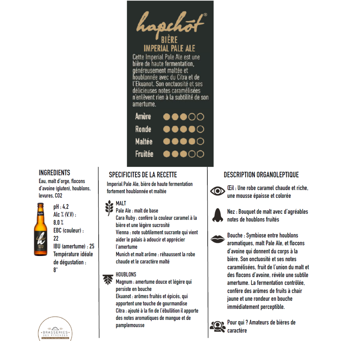 HAPCHOT IPA (Impériale Pale Ale) - Carton de 24 bouteilles de 33 cl