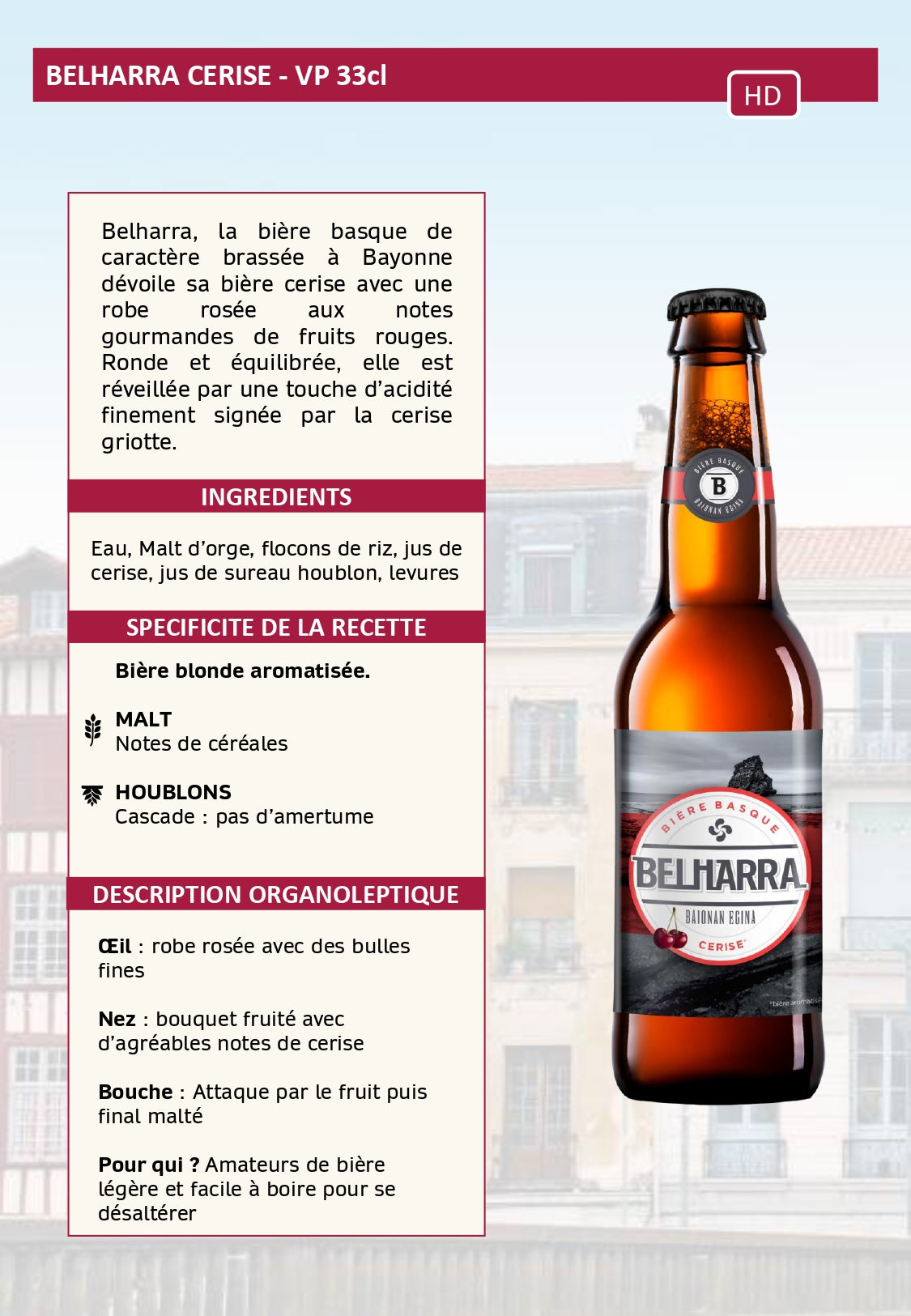 BELHARRA Cerise - Carton de 24 bouteilles 33 cl
